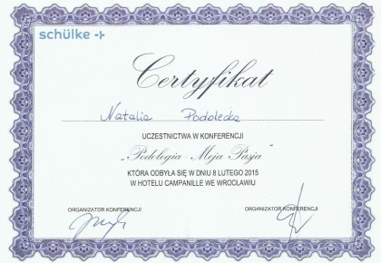Certyfikat: Podologia Moja Pasja