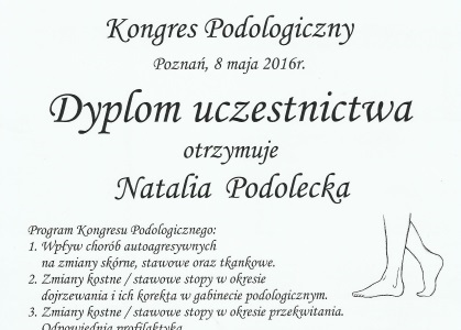 Certyfikat: Kongres podologiczny